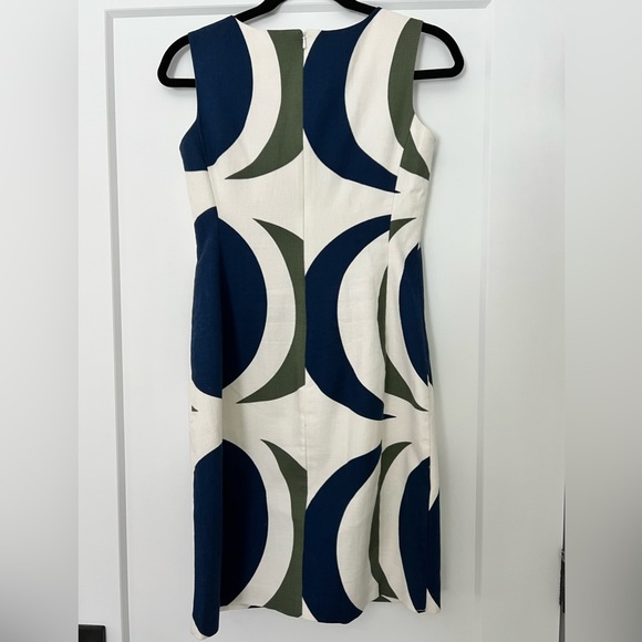 ANTHROPOLOGIE Tabitha Mod Circles Navy & Olive Retro Sheath Dress - Picture 3 of 9